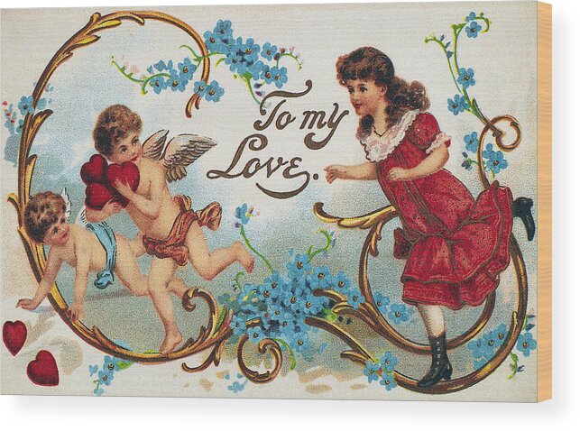 1910 Wood Print featuring the photograph Valentines Day Card #4 by Granger