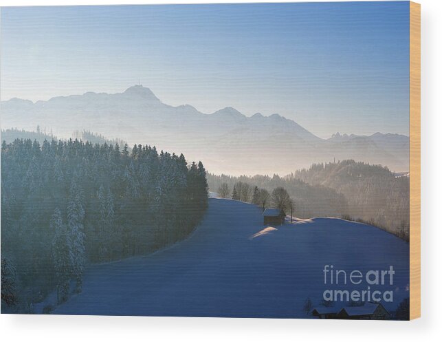 Snow Mountains Wood Print featuring the photograph Winter in Switzerland #4 by Susanne Van Hulst