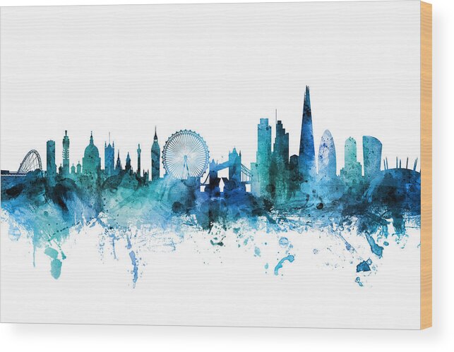 London Wood Print featuring the digital art London England Skyline #42 by Michael Tompsett