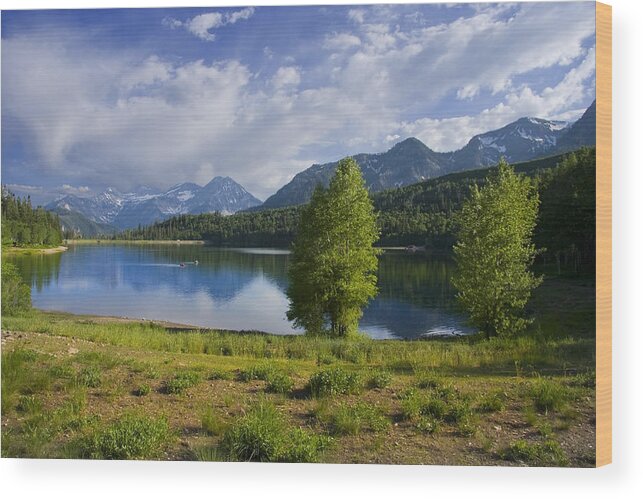 Panoramic Wood Print featuring the photograph Mountain Lake #48 by Mark Smith