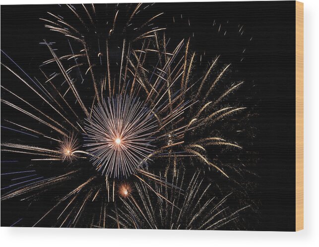 4th Of July Wood Print featuring the photograph 4th of July Fireworks 1 by Joni Eskridge