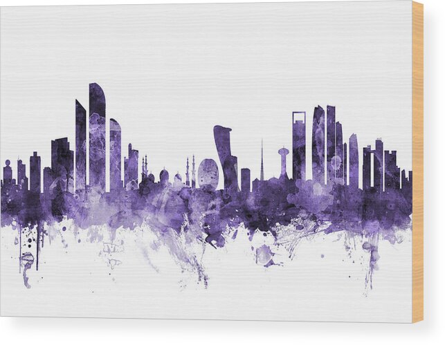 Abu Dhabi Wood Print featuring the digital art Abu Dhabi Skyline #5 by Michael Tompsett