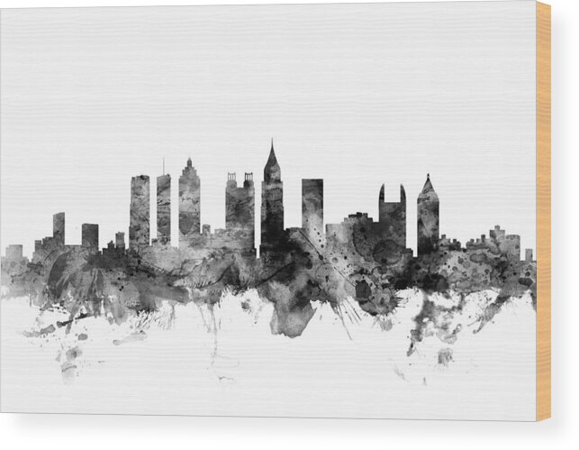 United States Wood Print featuring the digital art Atlanta Georgia Skyline #5 by Michael Tompsett