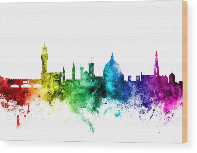 Italy Wood Print featuring the digital art Florence Italy Skyline #5 by Michael Tompsett