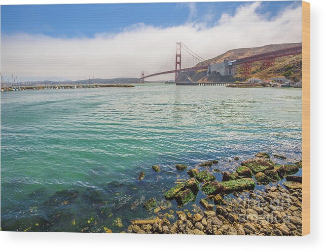 Golden Gate Bridge Wood Print featuring the photograph Golden Gate Bridge Sausalito #5 by Benny Marty