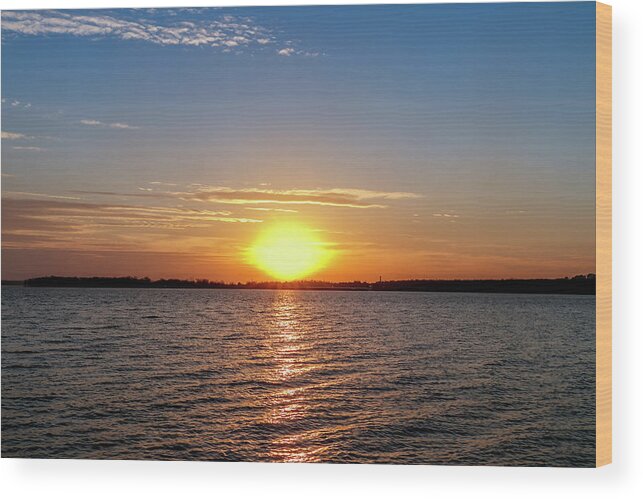 Cloudy Wood Print featuring the photograph Lake Sunset #5 by Doug Long