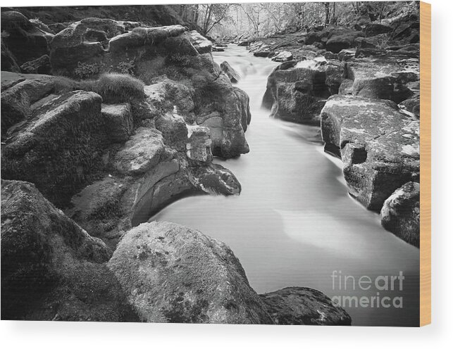 Bolton Abbey Wood Print featuring the photograph Waterfall on The River Wharfe #5 by Mariusz Talarek