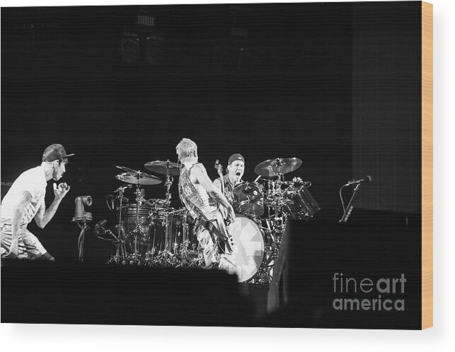 Anthony Kiedis Wood Print featuring the photograph Red Hot Chili Peppers #55 by Jenny Potter