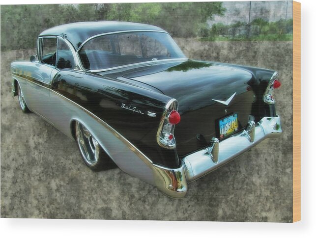 Victor Montgomery Wood Print featuring the photograph '56 Chevy Rear #56 by Vic Montgomery