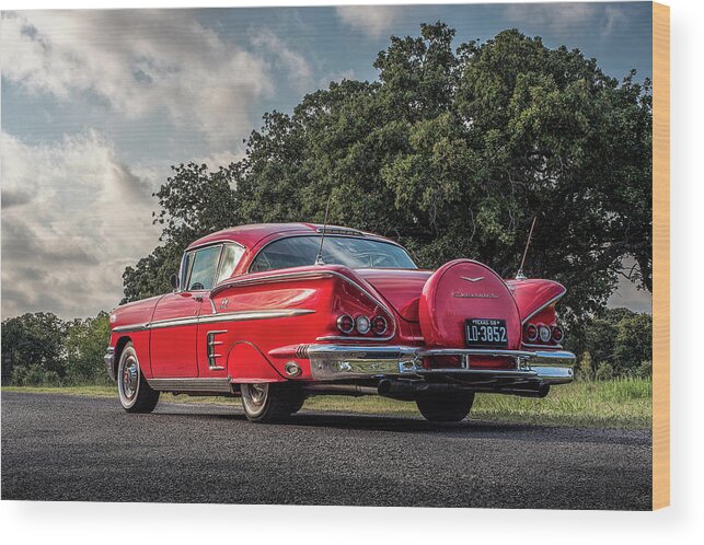 Vintage Wood Print featuring the digital art 58 Impala by Douglas Pittman