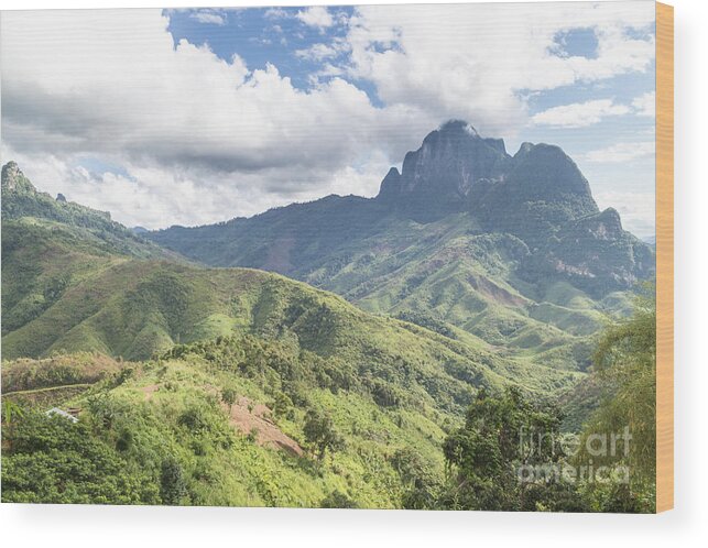 Kasi Wood Print featuring the photograph Landscape around Kasi in North Laos #6 by Didier Marti