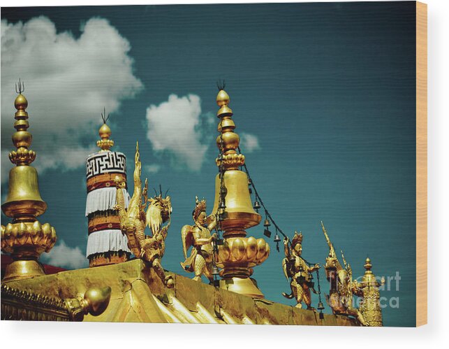 Tibet Wood Print featuring the photograph Lhasa Jokhang Temple Fragment Tibet Artmif.lv #6 by Raimond Klavins