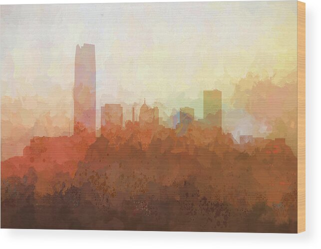Oklahoma City Oklahoma Skyline Wood Print featuring the digital art Oklahoma City Oklahoma Skyline #6 by Marlene Watson