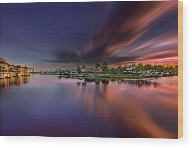 Naples Wood Print featuring the photograph Sunrise at Naples, Florida #6 by Peter Lakomy