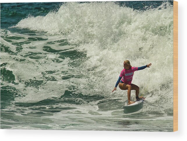 Surfers Wood Print featuring the photograph Tatiana Weston-Webb #6 by Waterdancer