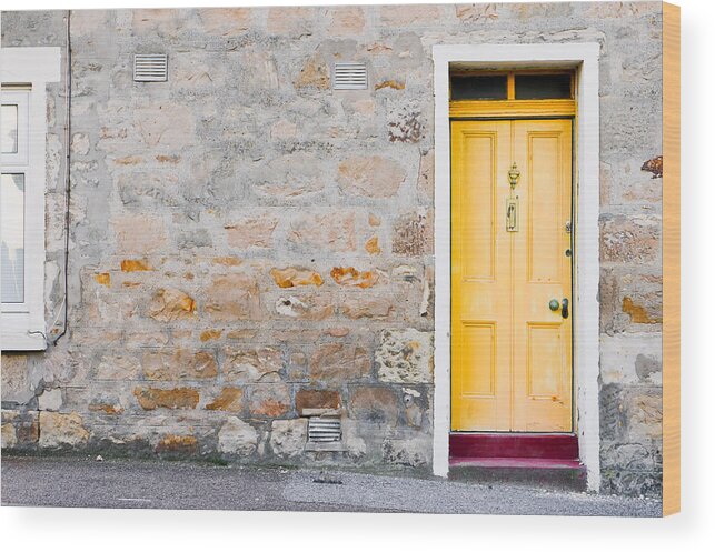 Address Wood Print featuring the photograph Yellow door #6 by Tom Gowanlock