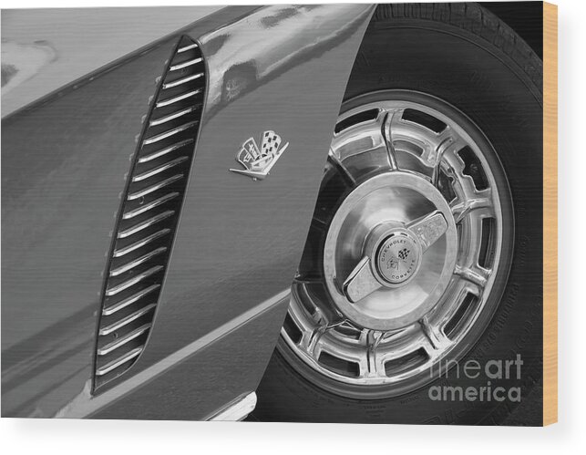 Corvette Wood Print featuring the photograph '62 in Black and White #62 by Dennis Hedberg