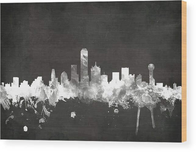 United States Wood Print featuring the digital art Dallas Texas Skyline #7 by Michael Tompsett