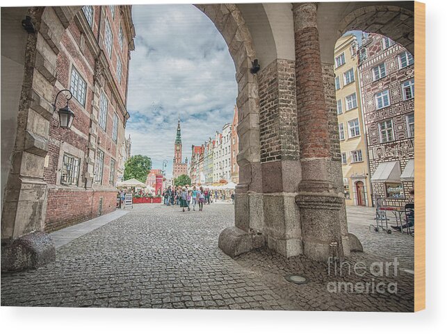 City Wood Print featuring the photograph Green Gate, Long Market Street, Gdansk, Poland by Mariusz Talarek