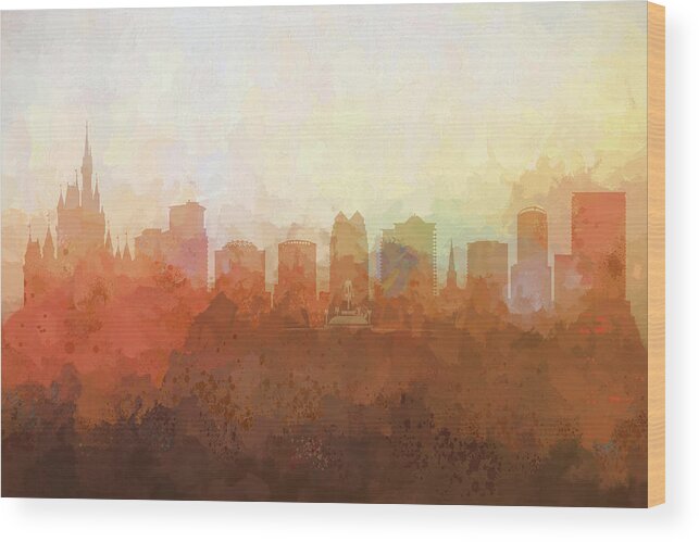 Orlando Florida Skyline Wood Print featuring the digital art Orlando Florida Skyline #7 by Marlene Watson