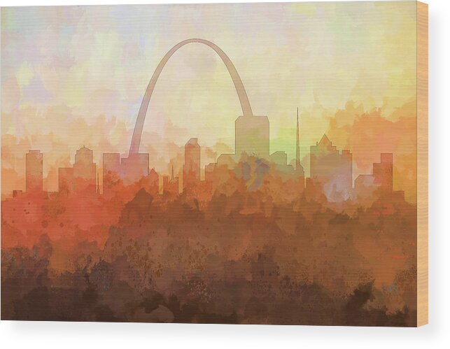 St Louis Missouri Skyline Wood Print featuring the digital art St Louis Missouri Skyline #7 by Marlene Watson