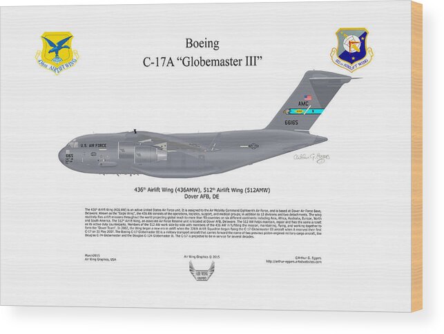 Boeing Wood Print featuring the digital art Boeing C-17 Globemaster III #14 by Arthur Eggers
