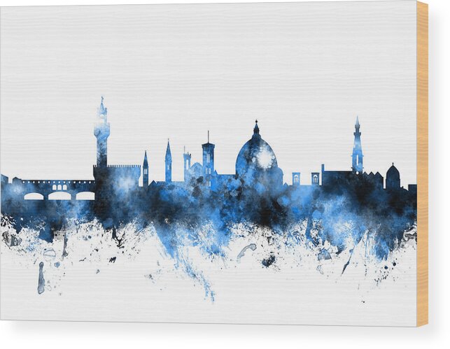 Italy Wood Print featuring the digital art Florence Italy Skyline #8 by Michael Tompsett