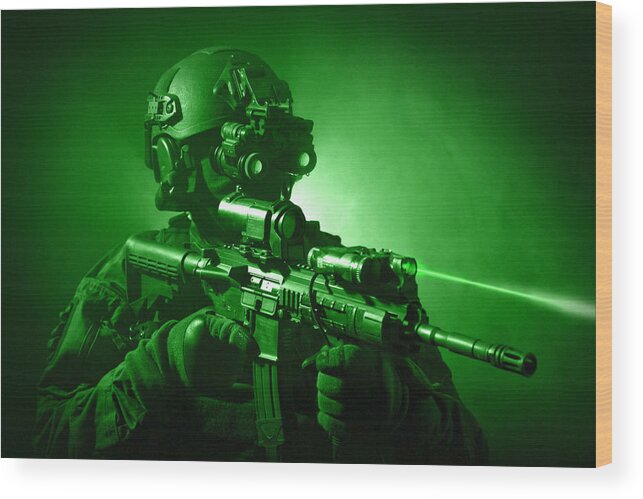 Special Operations Forces Wood Print featuring the photograph Special Operations Forces Soldier #8 by Tom Weber