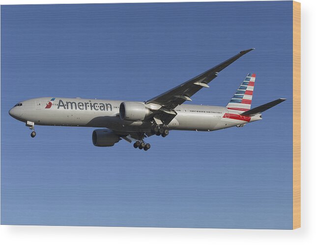 American Wood Print featuring the photograph American Airlines Boeing 777 #3 by David Pyatt