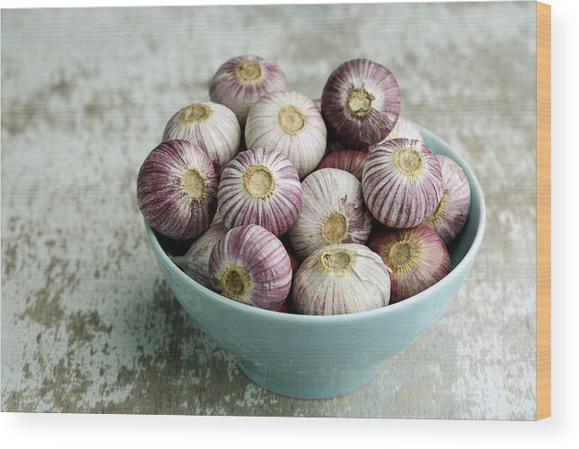Garlic Wood Print featuring the photograph Garlic #9 by Nailia Schwarz