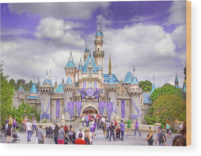 Sleeping Beauty Castle Wood Print featuring the photograph A Beautiful Day in Disneyland by Mark Andrew Thomas
