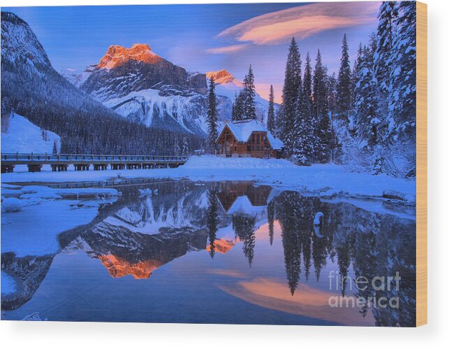 Emerald Lake Wood Print featuring the photograph A Dash of Sunset Color by Adam Jewell
