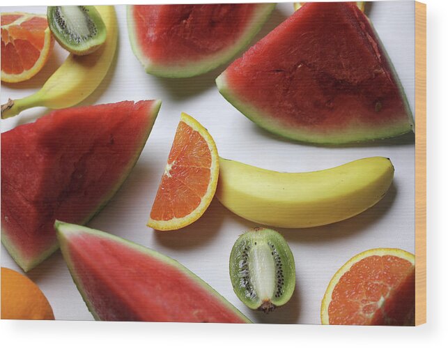 Kiwi Wood Print featuring the photograph A Fruit Frenzy by K R Burks