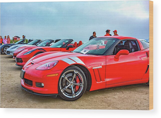 Auto Wood Print featuring the photograph A Gaggle Of Vettes by Steve Harrington