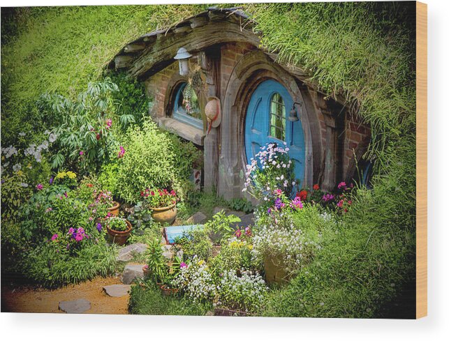 Hobbits Wood Print featuring the photograph A Pretty Hobbit Hole by Kathryn McBride