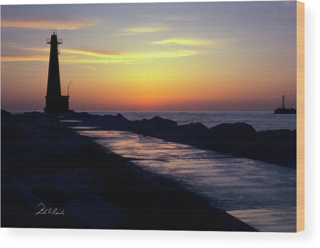 Color Wood Print featuring the photograph A Sliver of Sunset by Frederic A Reinecke