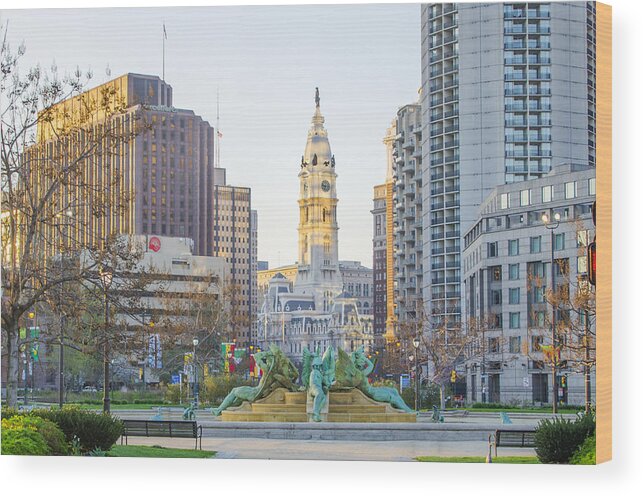 Spring Wood Print featuring the photograph A Spring Morning in Philadelphia by Bill Cannon