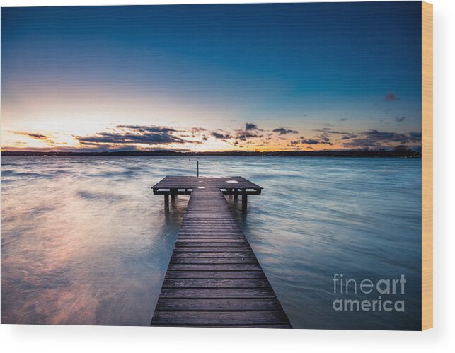 Ammersee Wood Print featuring the photograph A Stormy Day Ends by Hannes Cmarits