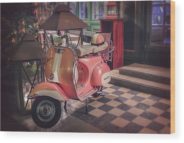 Vespa Photos Wood Print featuring the photograph A Taste of Italy by Carol Japp