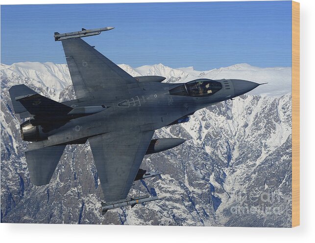 Afghanistan Wood Print featuring the photograph A U.s. Air Force F-16 Fighting Falcon by Stocktrek Images
