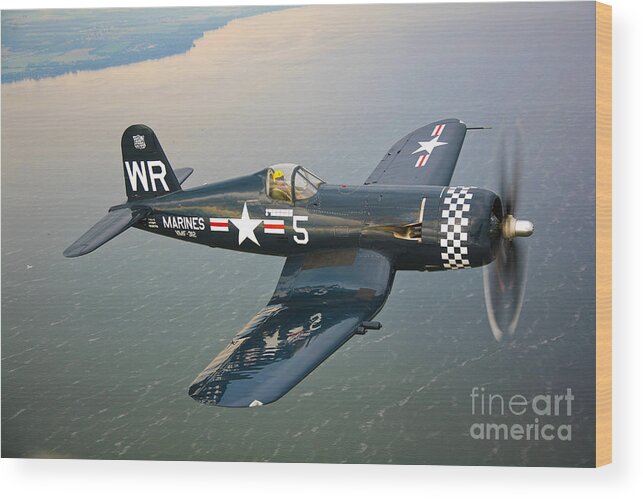 Transportation Wood Print featuring the photograph A Vought F4u-5 Corsair In Flight by Scott Germain