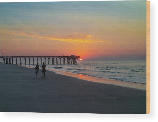 Walk Wood Print featuring the photograph A Walk at Sunrise - Avalon New Jersey by Bill Cannon