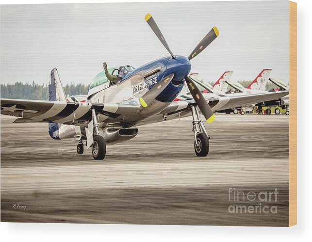 Stallion P-51 Wood Print featuring the photograph A Wave from Lee Lauderback by Rene Triay FineArt Photos