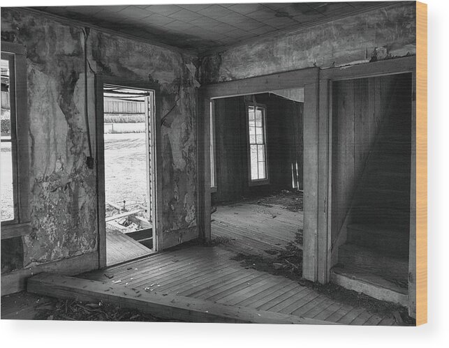 Black And White Wood Print featuring the photograph Abandoned #2 by Bonnie Bruno
