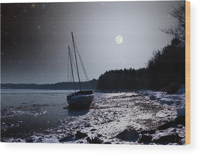 Sail Boat Wood Print featuring the photograph Abandoned Sailboat by Larry Landolfi