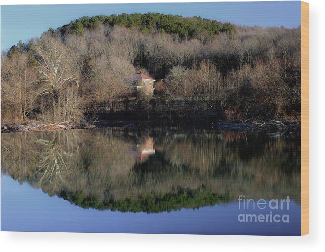 River Reflection Wood Print featuring the photograph Above The Waterfall Reflection by Michael Eingle