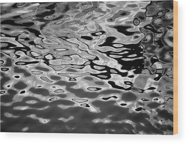 Abstract Wood Print featuring the photograph Abstract Dock Reflections I BW by David Gordon