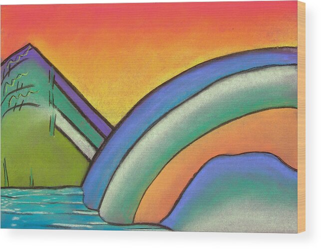 Abstract Wood Print featuring the pastel Abstract Landscape 001 by Joe Michelli