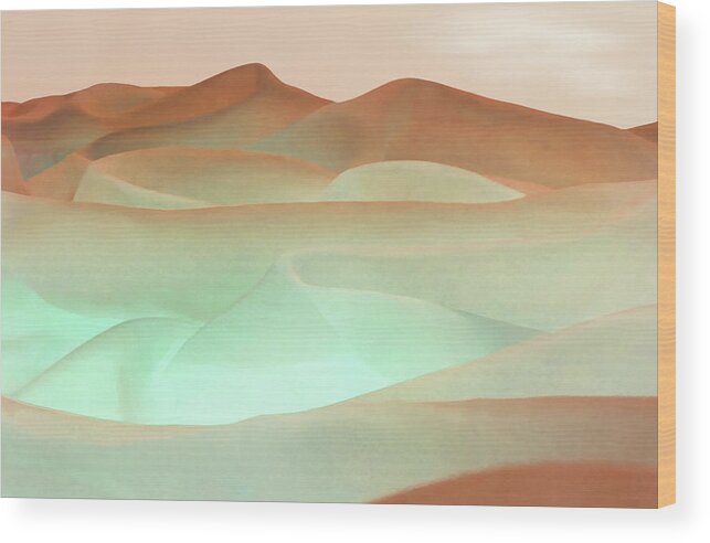 Abstract Wood Print featuring the digital art Abstract Terracotta Landscape by Deborah Smith