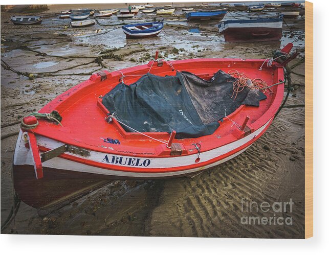 Andalucia Wood Print featuring the photograph Abuelo Boat at La Caleta Cadiz Spain by Pablo Avanzini